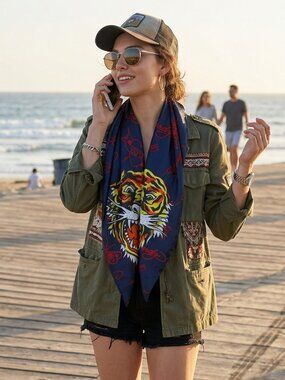 Ed Hardy Retro Tiger Print Scarf NEW!